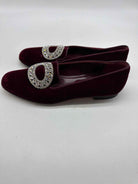 Pre-Owned Manolo Blahnik Red Size 37.5 Velvet Slip On Flats | True Fashionistas.