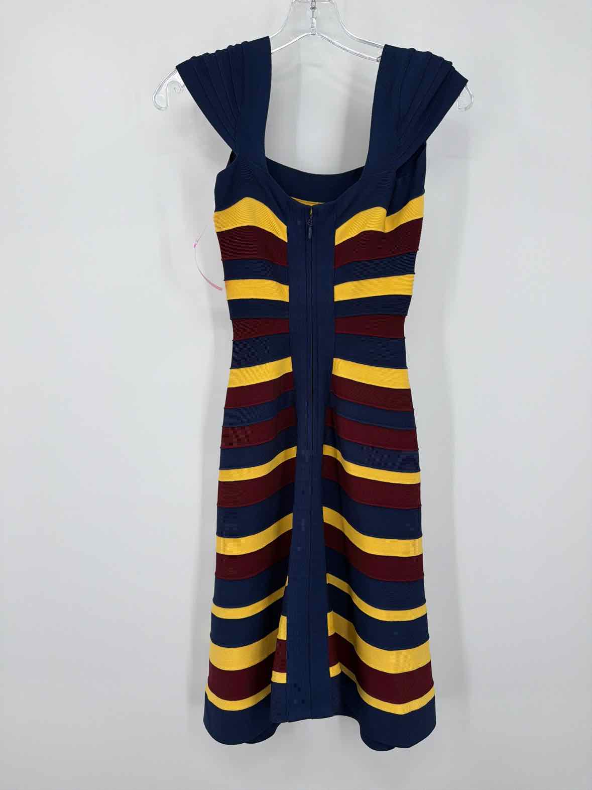 Pre-Owned Herve Leger Blue Size XXS Stripe Bodycon Short Sleeveless Dress | True Fashionistas.
