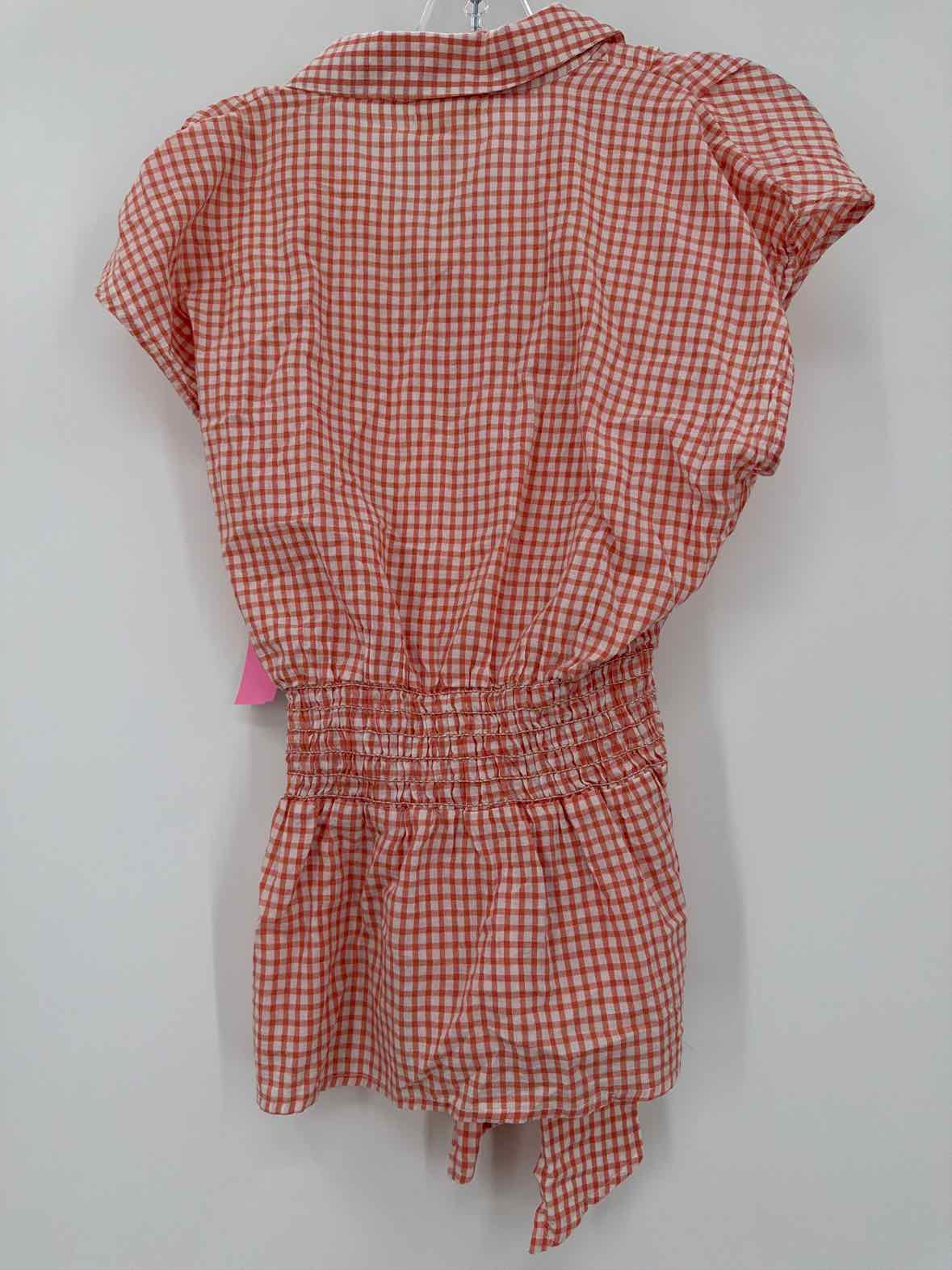 Pre-Owned Max Studio Orange Size Medium Check Print Button Down | True Fashionistas.