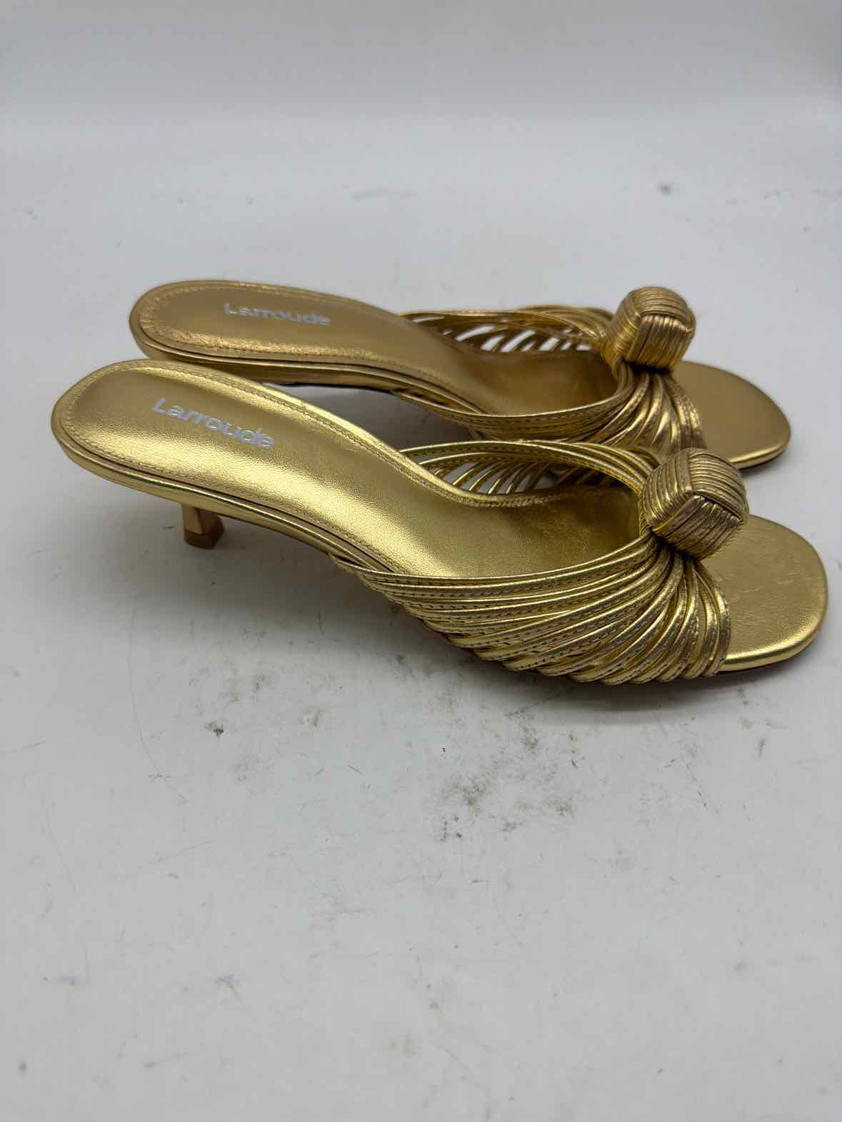 Pre-Owned Larroude Gold Size 7.5 Mule Heels | True Fashionistas.