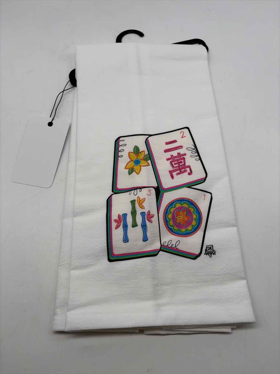 White Mah Jong Stack  Flour Sack Towel | True Fashionistas.