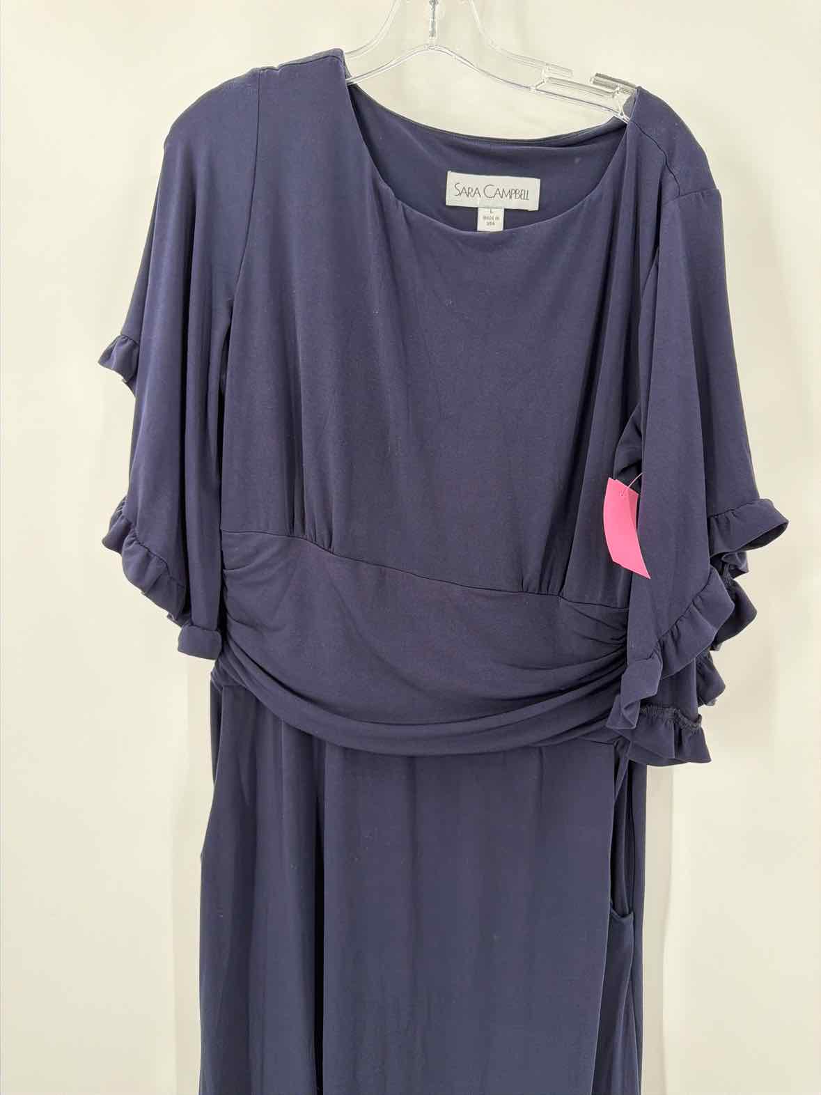 Pre-Owned Sara Campbell Navy Size Large Long Short Sleeve Dress | True Fashionistas.