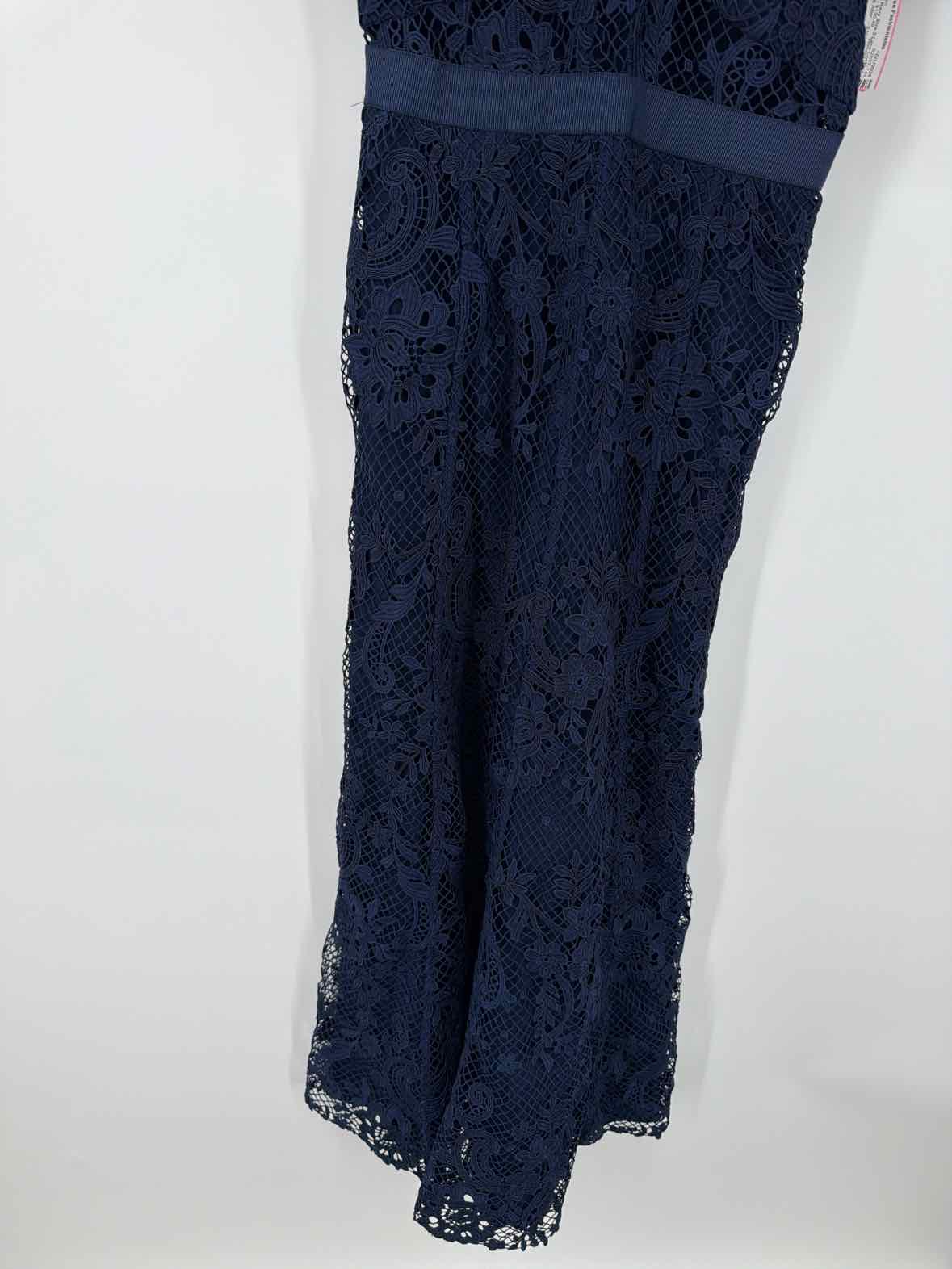 Pre-Owned Self Portrait Navy Size 2 Lace Cocktail Midi Evening Gown | True Fashionistas.