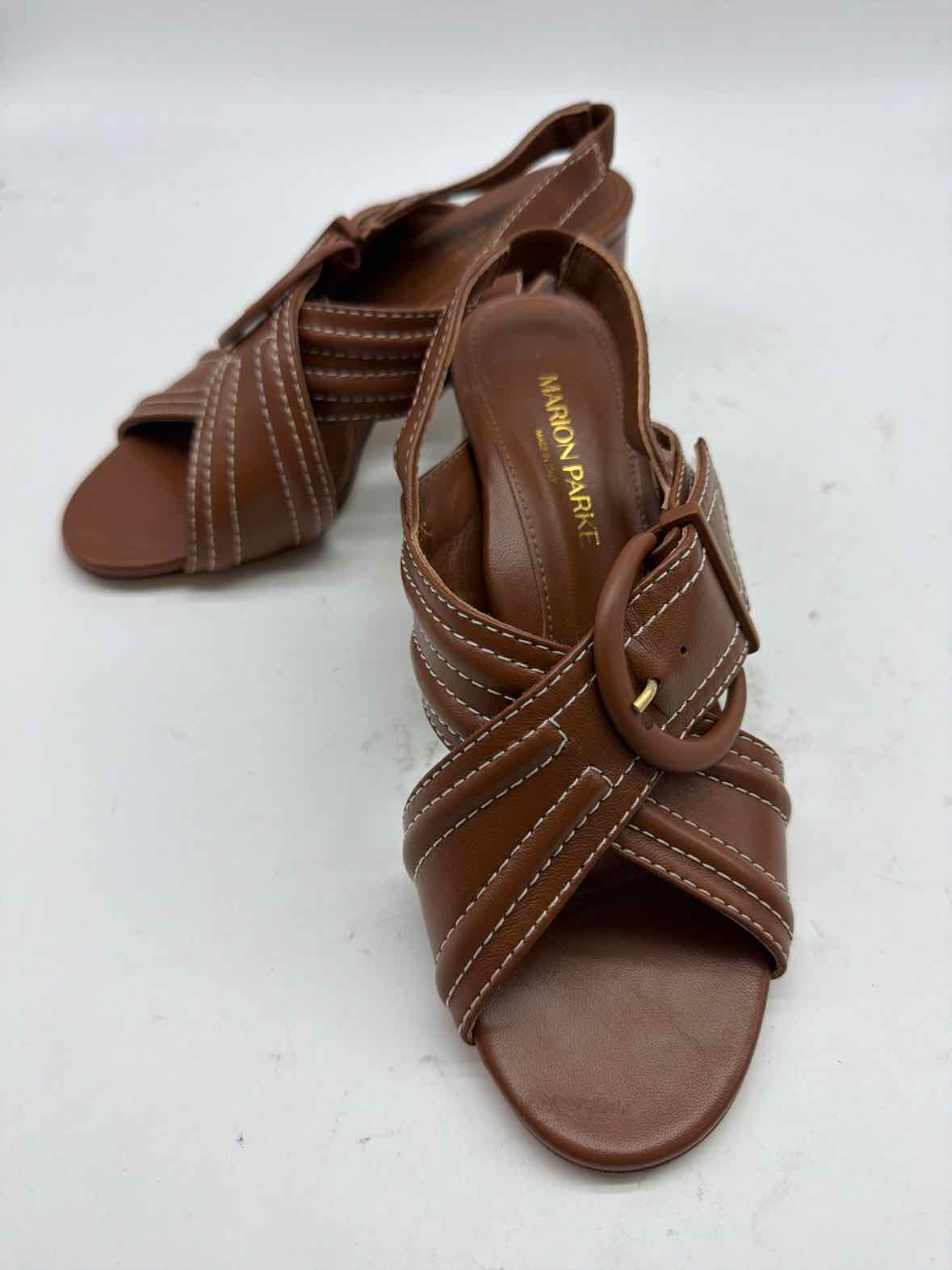 Pre-Owned Marion Parke Tan Size 6.5 Strappy Heels | True Fashionistas.