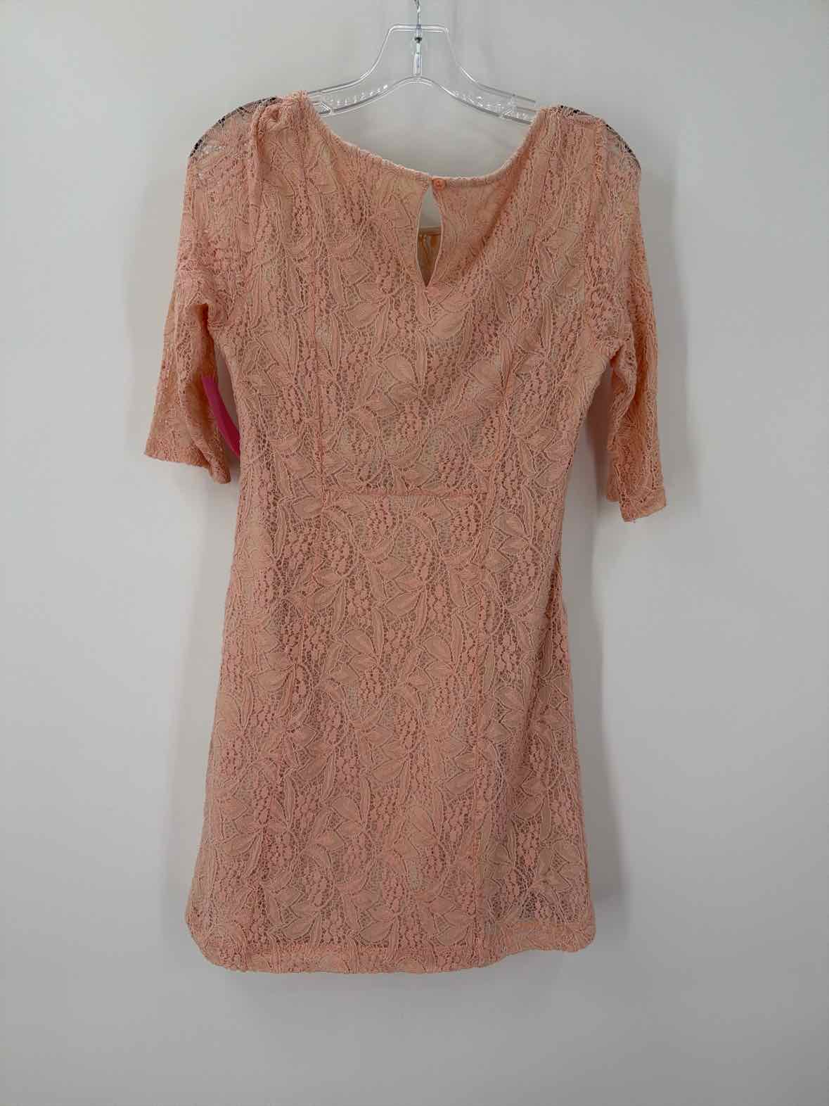 Pre-Owned Maeve Pink Size Small Lace Short Long Sleeve Dress | True Fashionistas.