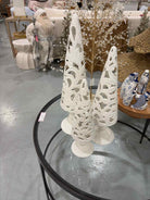 Set of 3 White Ceramic Scroll Cutout  Christmas Trees | True Fashionistas.