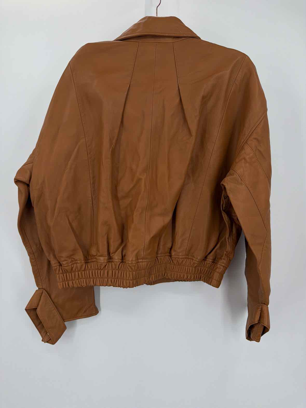 Pre-Owned 7 For All Mankind Tan Size Large Leather Zip Up Jacket | True Fashionistas.