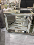 Kevin Charles Champagne Frame Mirrored Nightstand | True Fashionistas.