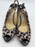 Pre-Owned Jimmy Choo Tan Size 37.5 Leopard Slingback Heels | True Fashionistas.