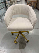 White Office Chair With Chrome Colored Base | True Fashionistas.