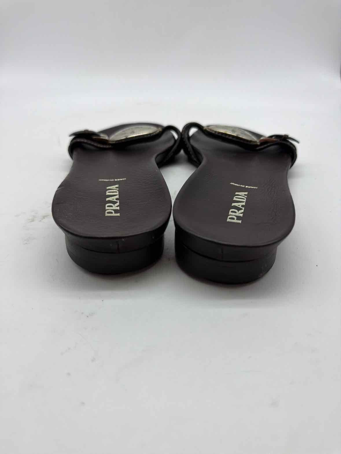 Pre-Owned Prada Brown Size 37.5 Mule Sandals | True Fashionistas.