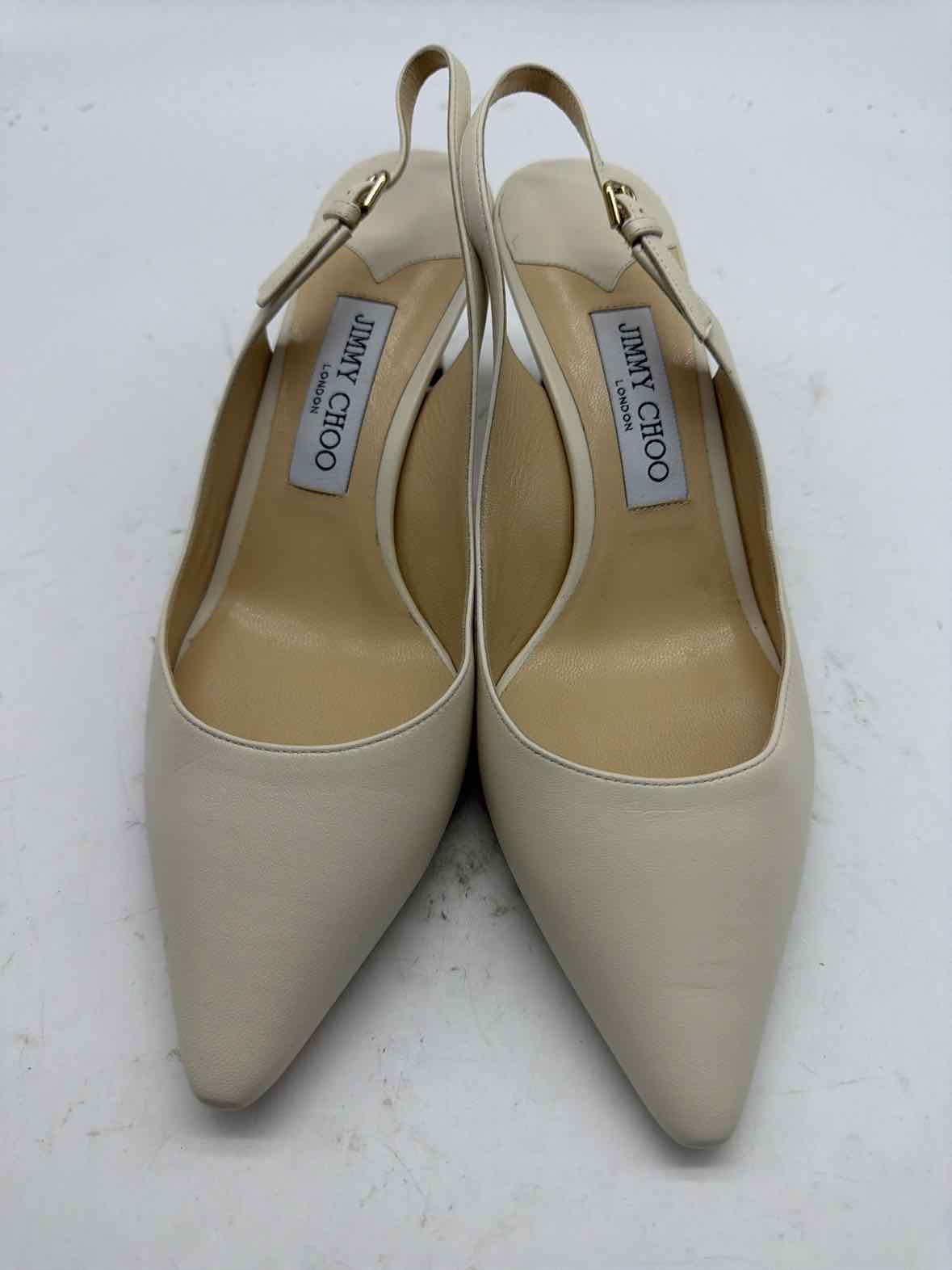 Pre-Owned Jimmy Choo Ivory Size 9 Slingback Heels | True Fashionistas.