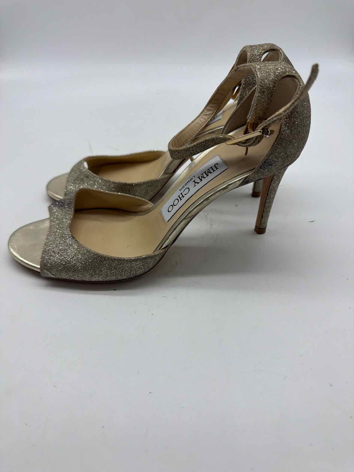 Pre-Owned Jimmy Choo Gold Size 5.5 Strappy Heels | True Fashionistas.