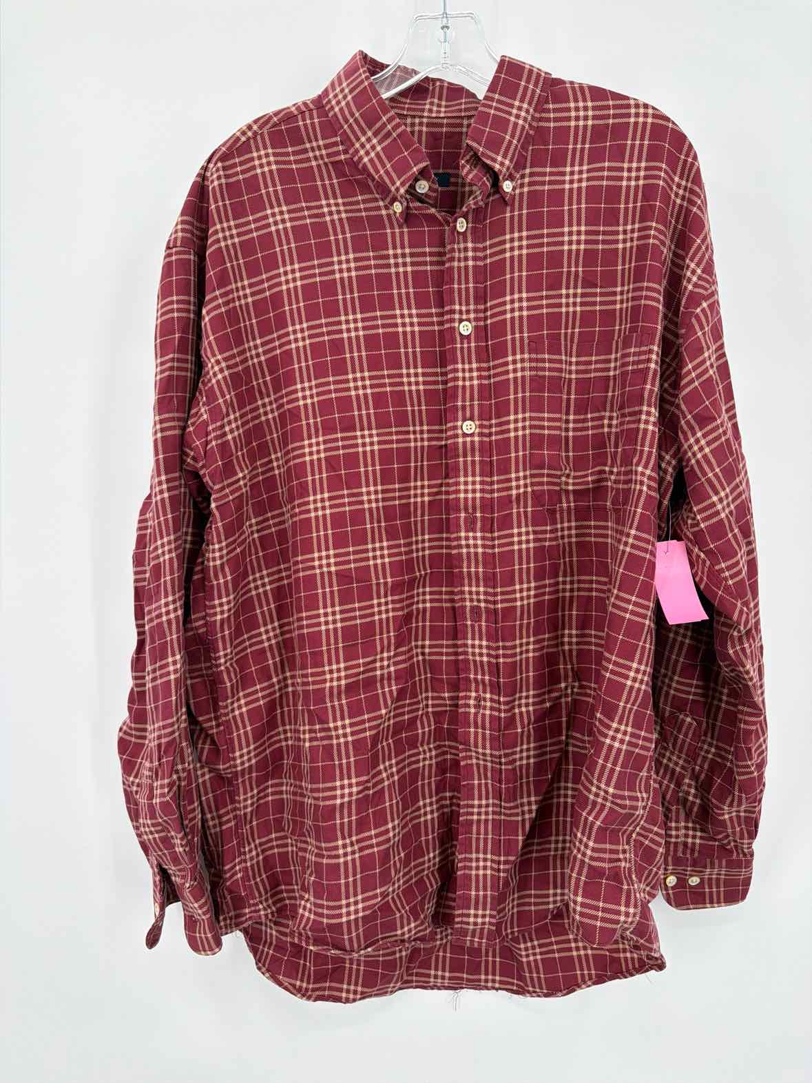 Pre-Owned Burberry Red XL Plaid Men's Long Sleeve Shirt | True Fashionistas.