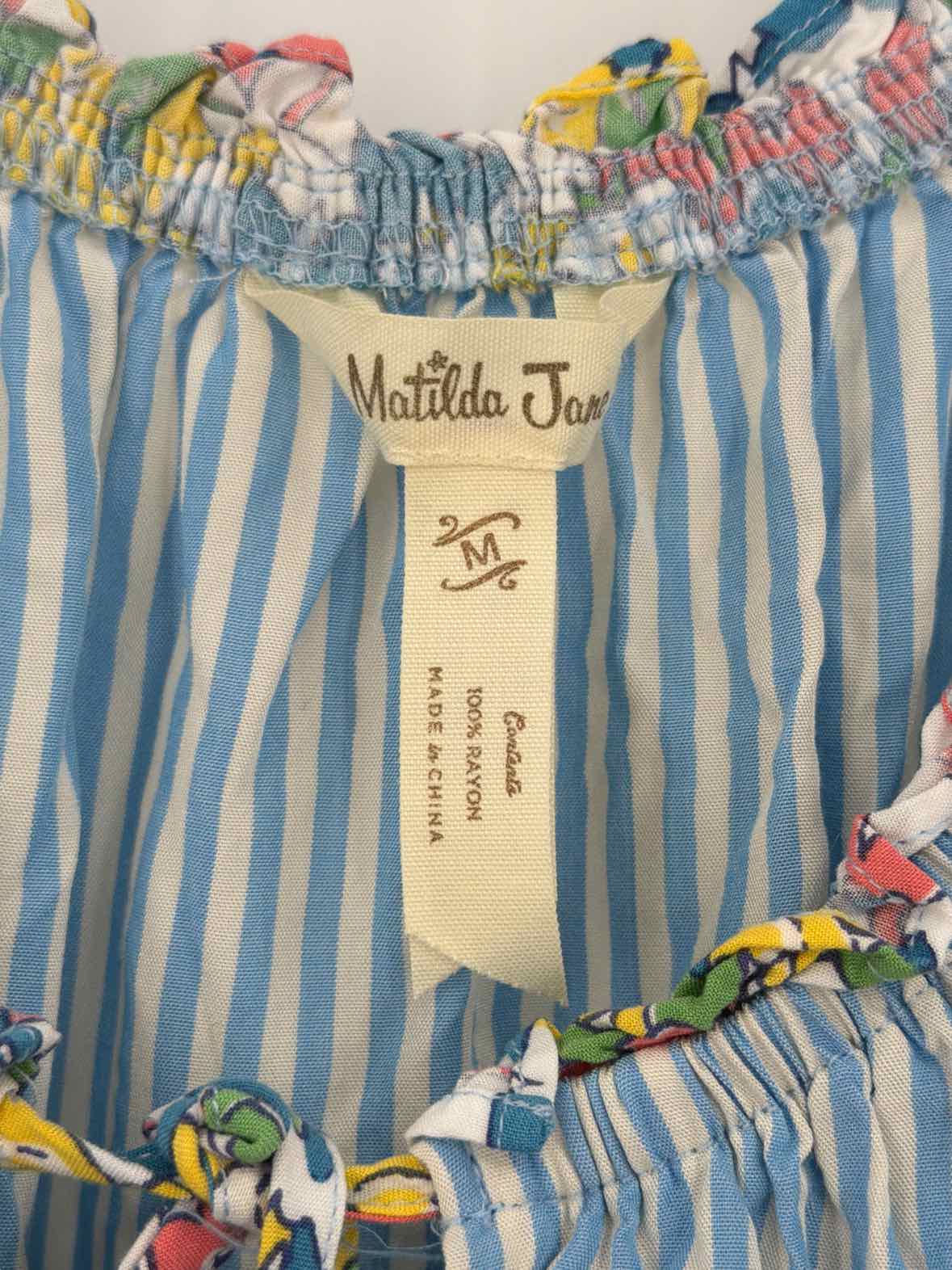 Pre-Owned Matilda Jane Blue Size Medium Stripe Long Short Sleeve Dress | True Fashionistas.