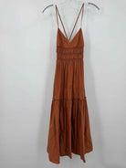 Pre-Owned Three Graces Tan Size 6 Midi Sleeveless Dress | True Fashionistas.