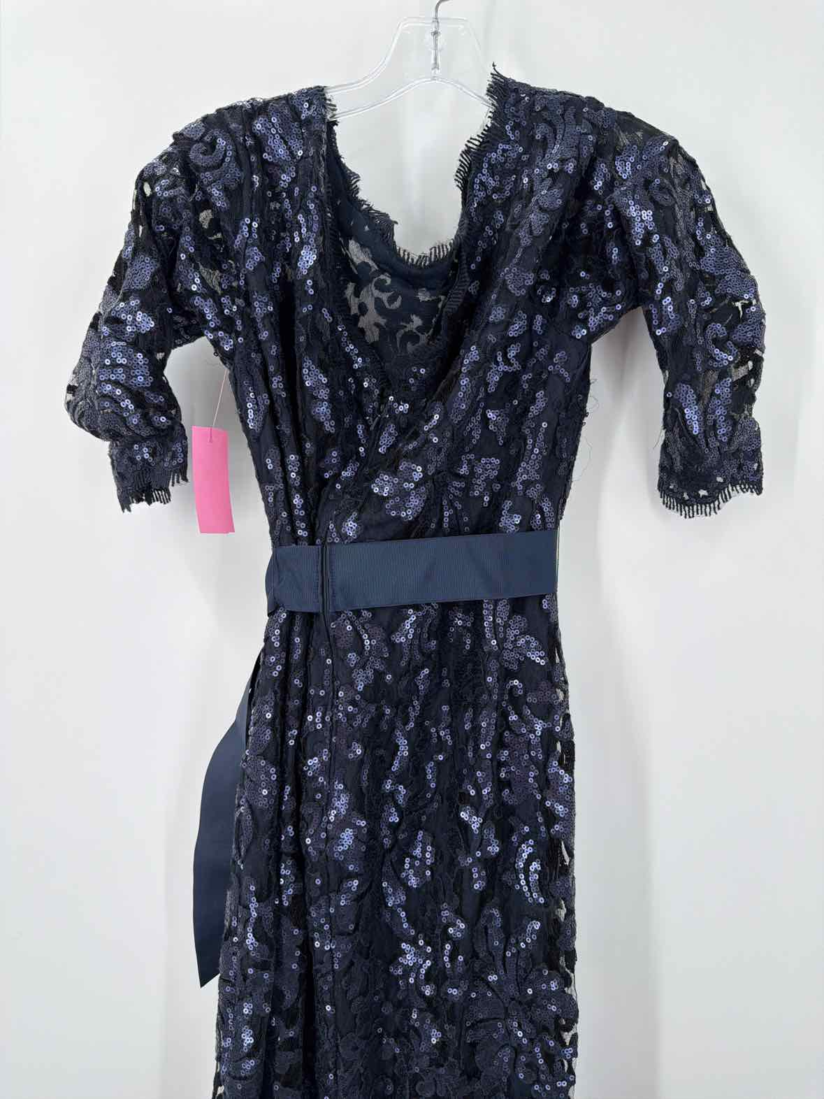Pre-Owned Tadashi Shoji Navy Size 16 Sequin Evening Long Evening Gown | True Fashionistas.