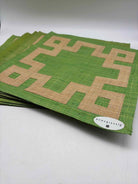 Set of 8 Pomegranate Green Greek Key Raffia Placemats | True Fashionistas.