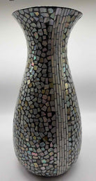 Mother of Pearl Mosaic Black Vase | True Fashionistas.