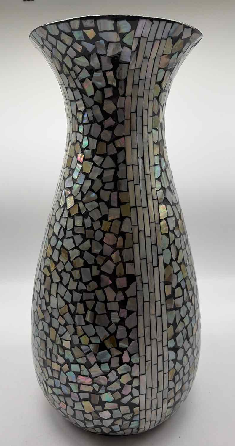 Mother of Pearl Mosaic Black Vase | True Fashionistas.