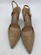 Pre-Owned Manolo Blahnik Tan Size 8.5 Slingback Heels | True Fashionistas.