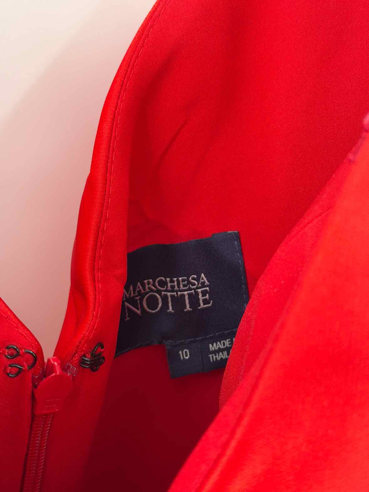 Pre-Owned Marchesa Notte Red Size 10 Cocktail Short Sleeveless Dress | True Fashionistas.