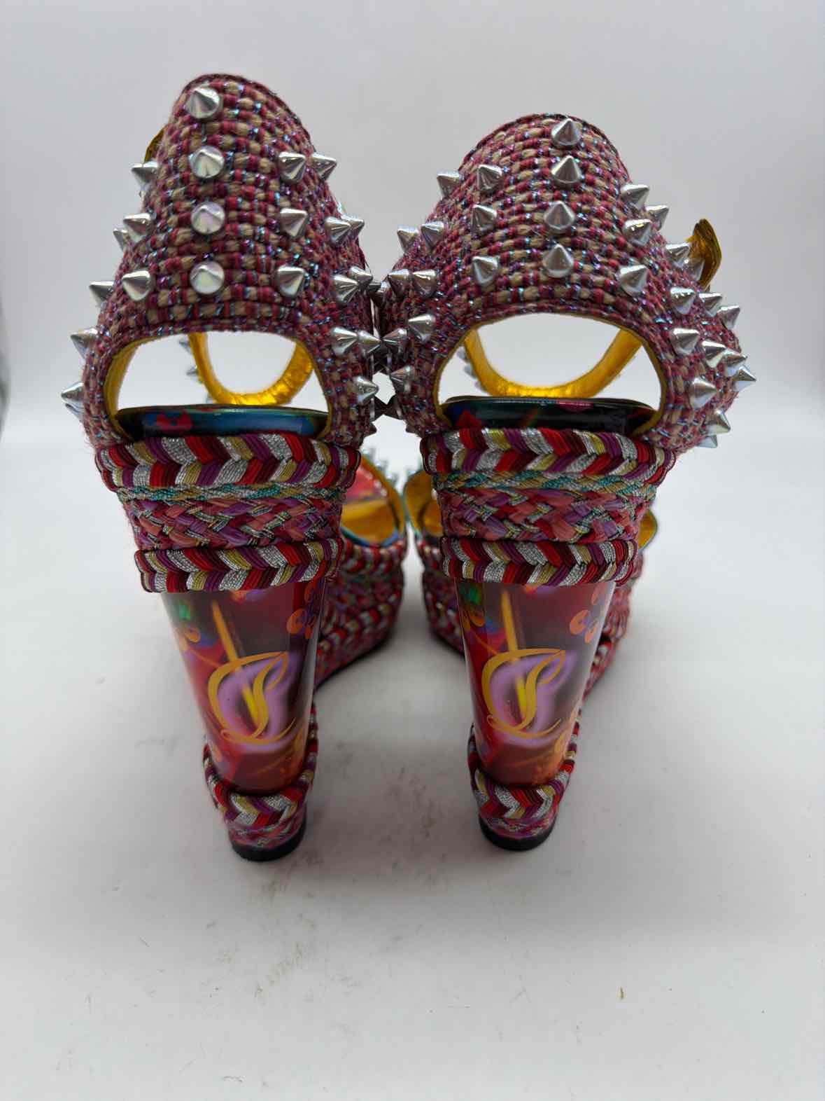 Pre-Owned Christian Louboutin Multi-Color Size 38 Wedge Heels | True Fashionistas.