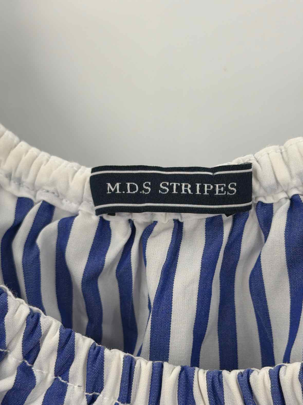 Pre-Owned MDS Stripes Blue Size 4 Stripe Blouse | True Fashionistas.