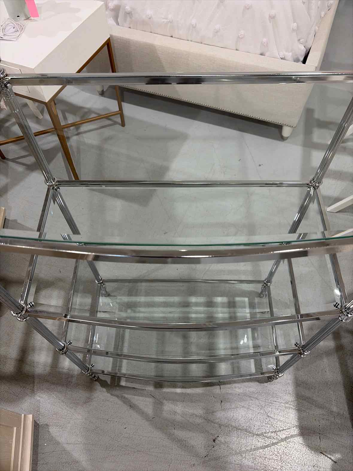 Glass & Silver Etagere w/4 Shelves | True Fashionistas.
