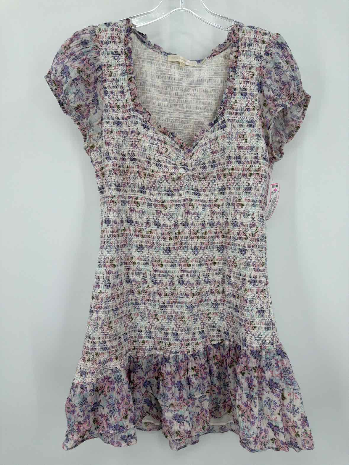 Pre-Owned Love Shack Fancy Purple Size Large Floral Short Short Sleeve Dress | True Fashionistas.
