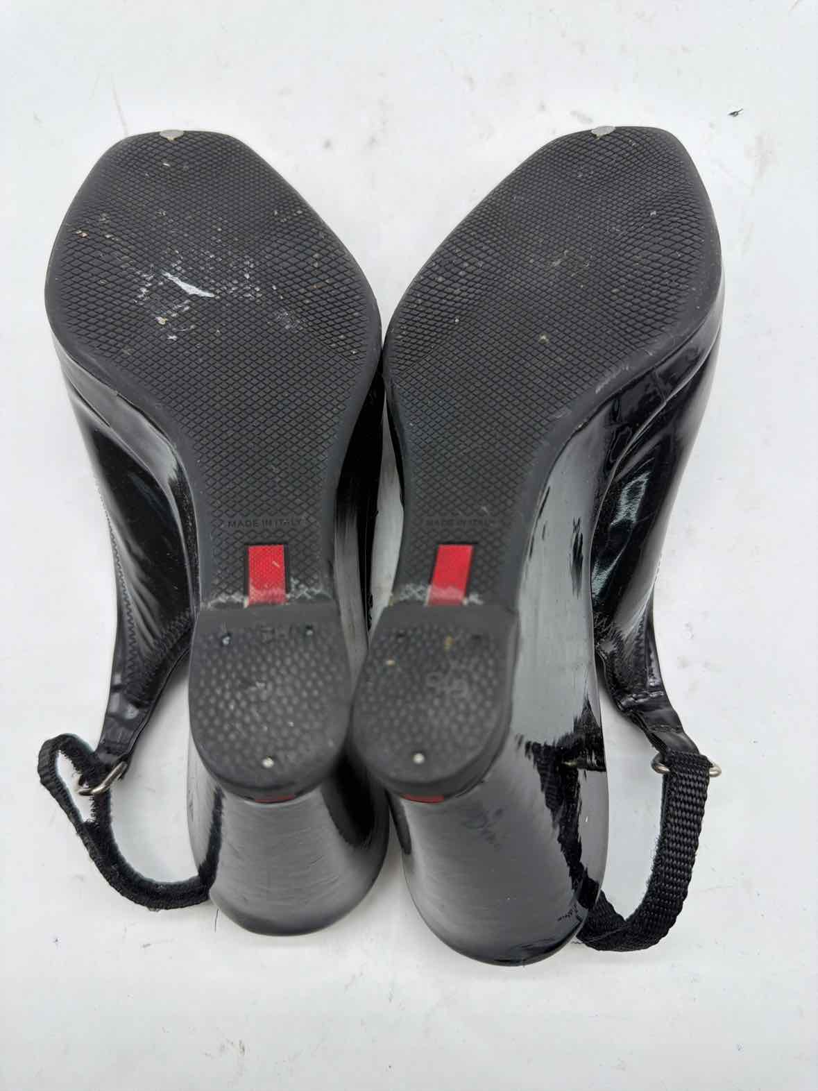 Pre-Owned Prada Black Size 6.5 Patent Leather Wedge Heels | True Fashionistas.