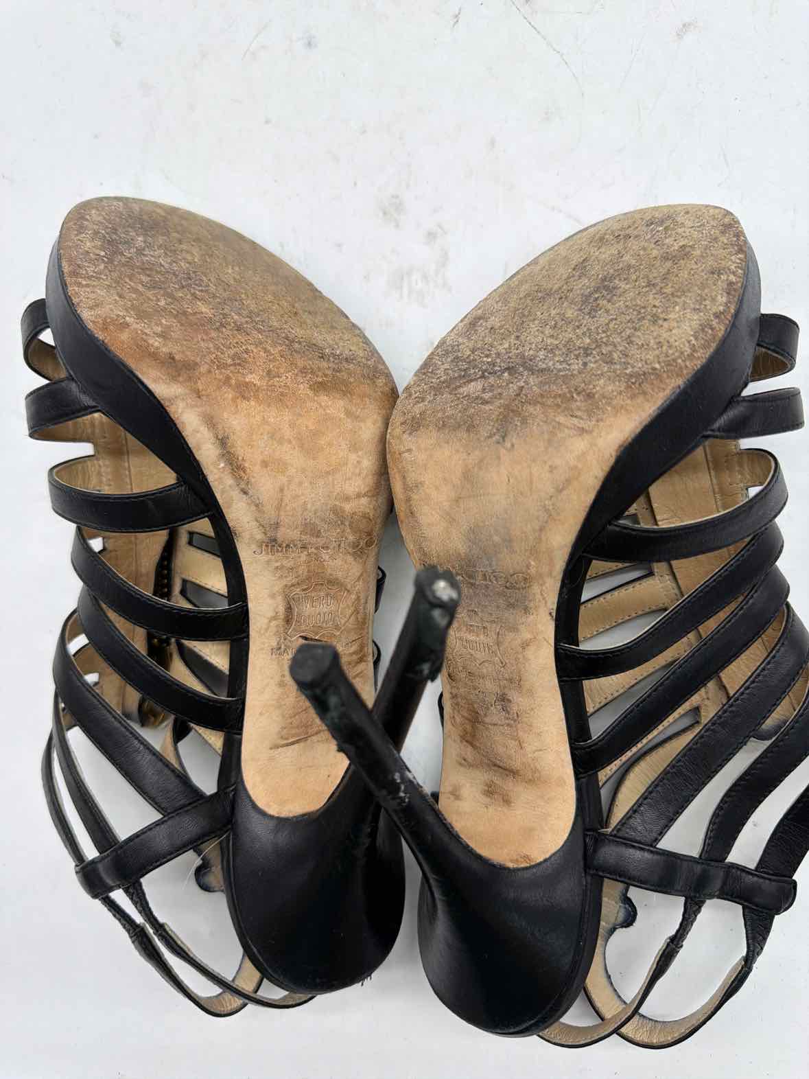 Pre-Owned Jimmy Choo Black Size 37 Caged Heels | True Fashionistas.