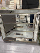 Kevin Charles Champagne Frame Mirrored Nightstand | True Fashionistas.