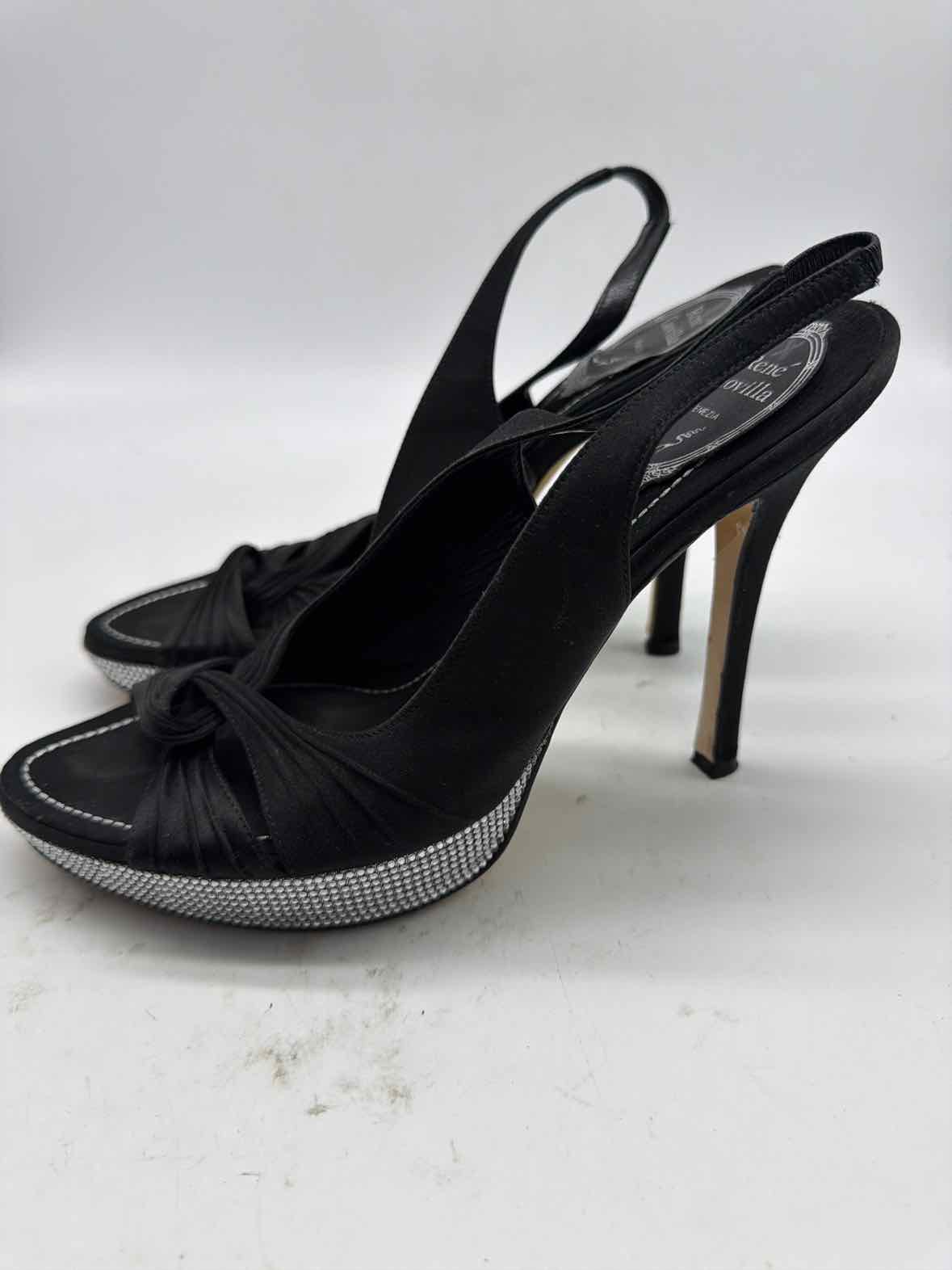 Pre-Owned Rene Caovilla Black Size 9 Slingback Heels | True Fashionistas.