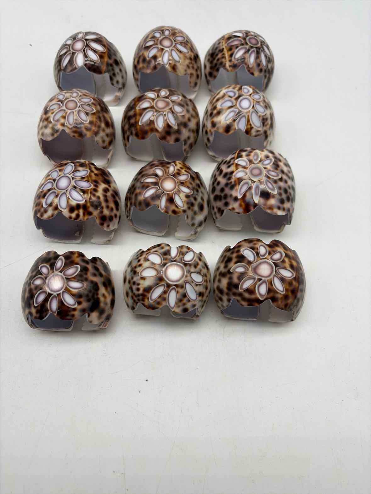 Set of 6 Tiger Cowrie Shell Napkin Rings | True Fashionistas.