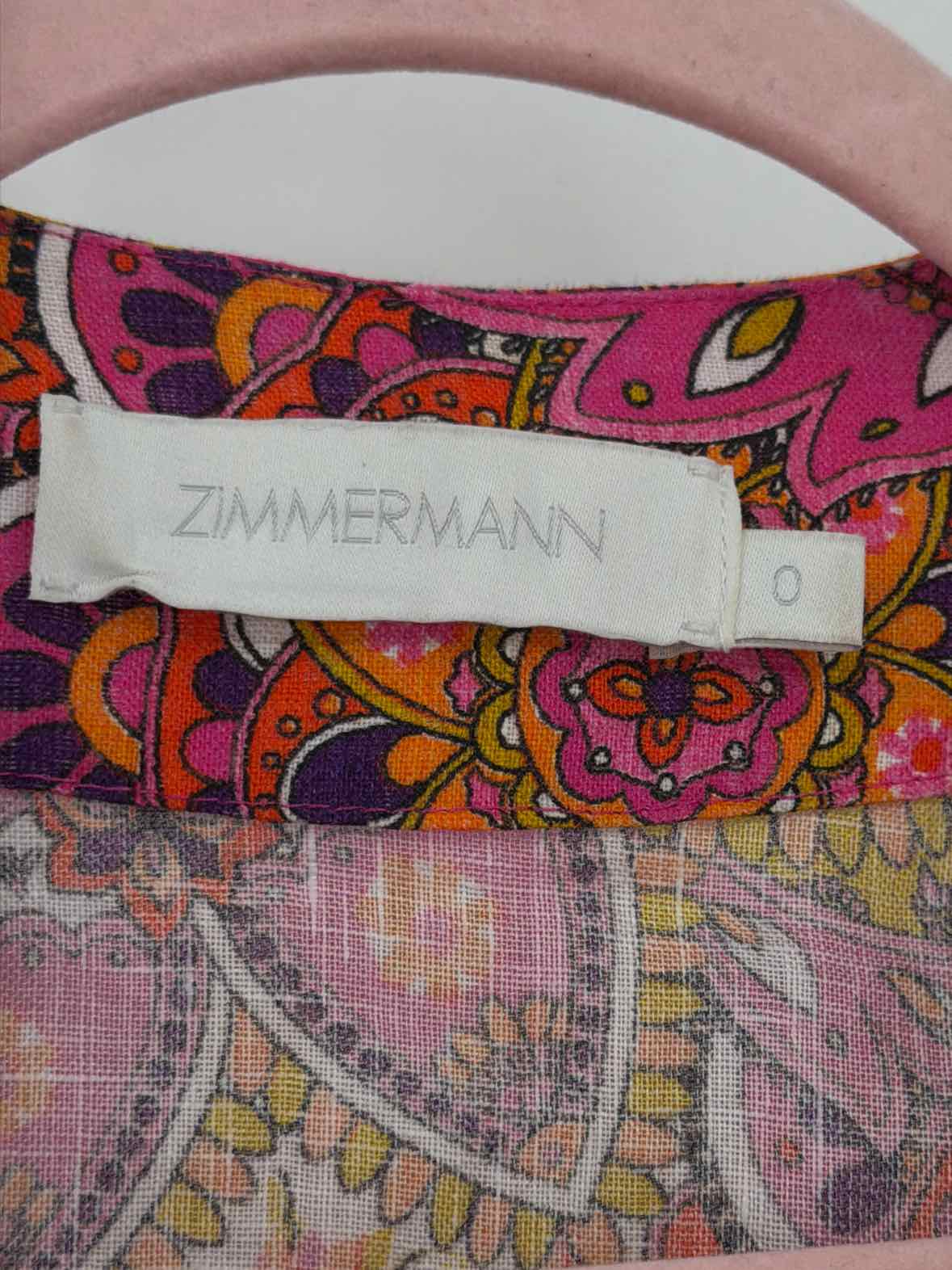 Pre-Owned Zimmermann Pink Size 0/4 Wrap Short Long Sleeve Dress | True Fashionistas.