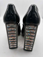 Pre-Owned Miu Miu Black Size 38 Patent Leather Rhinestone Peep Toe Heels | True Fashionistas.
