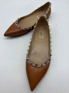Pre-Owned Valentino Tan Size 39 Rockstud Slip On Flats | True Fashionistas.