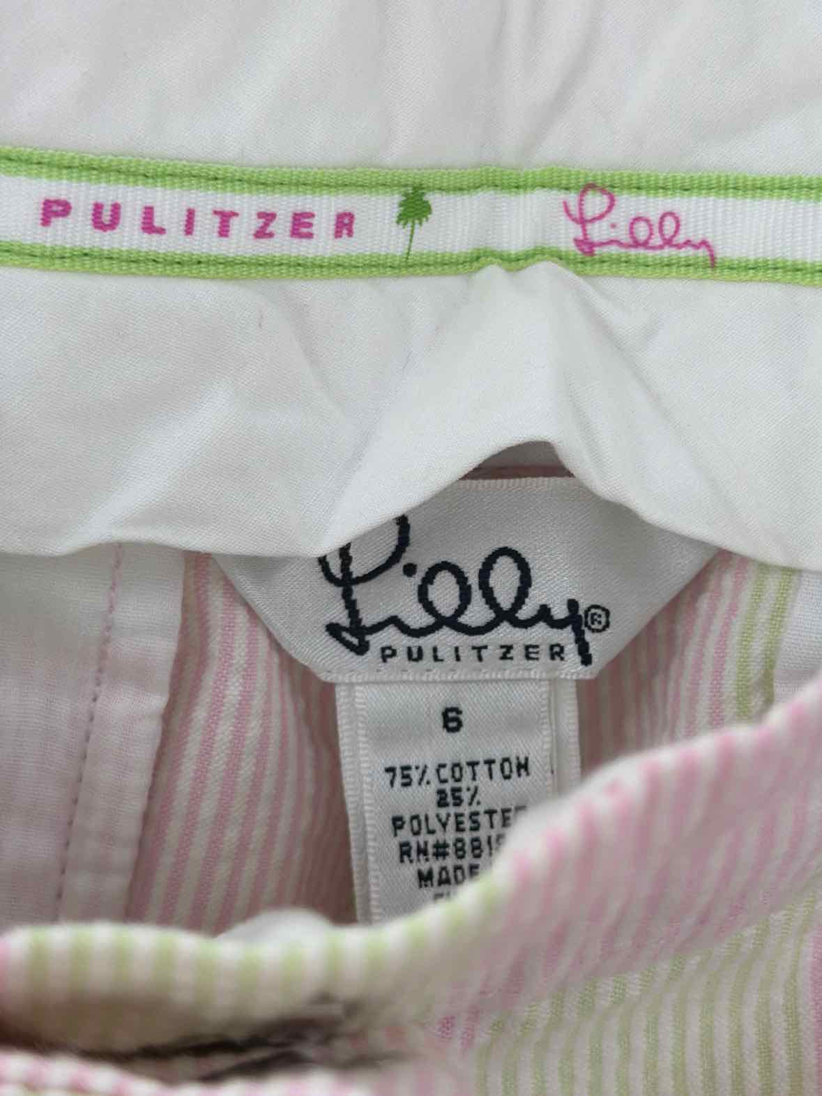 Pre-Owned Lilly Pulitzer Pink Size 6 Seersucker Printed Pants | True Fashionistas.