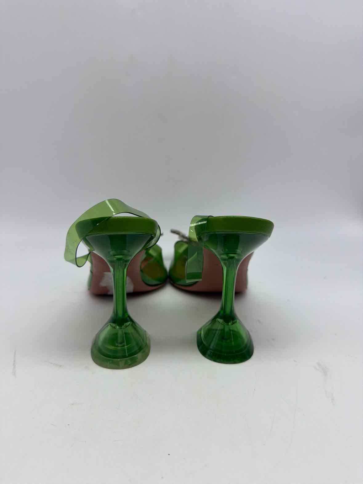 Pre-Owned Amina Muaddi Green Size 37.5 Slingback Heels | True Fashionistas.