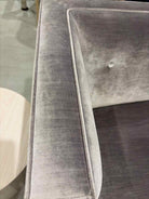 Gray Velvet Buttoned Back Living Room Sofa | True Fashionistas.