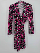 Pre-Owned Diane Von Furstenberg Purple Size 2 Wrap Short Long Sleeve Dress | True Fashionistas.