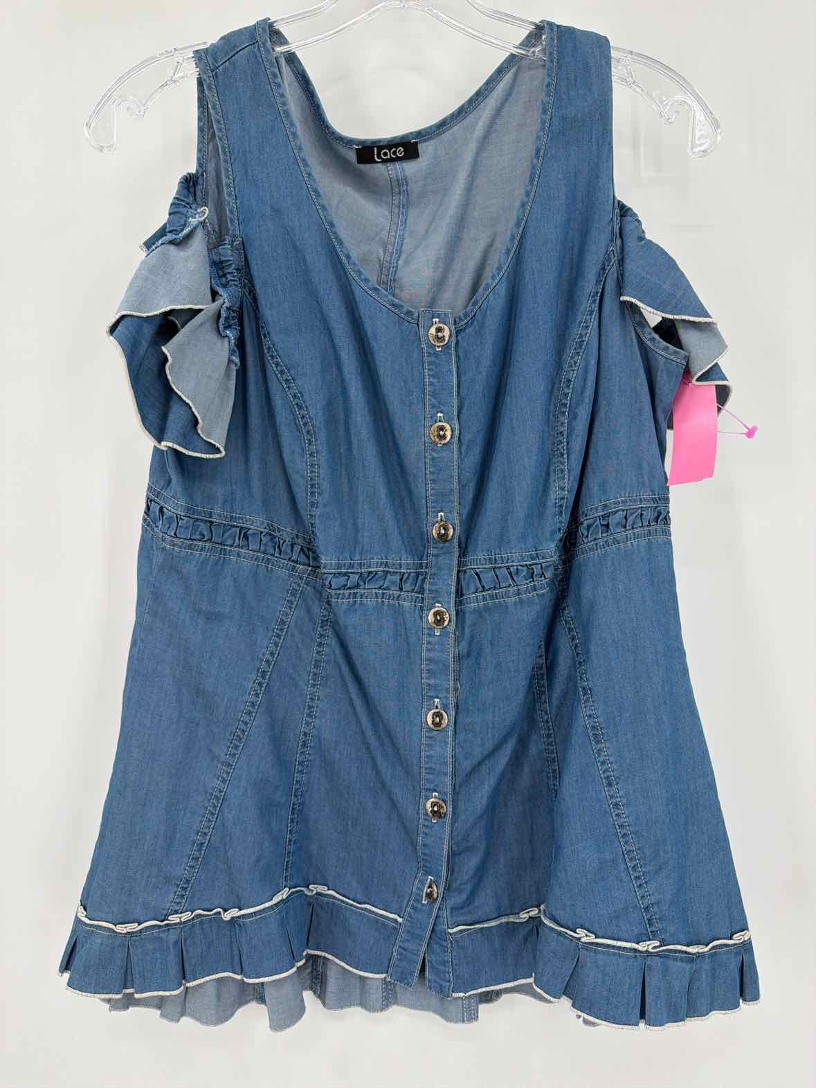 Pre-Owned Lace Blue Size Large Blouse | True Fashionistas.