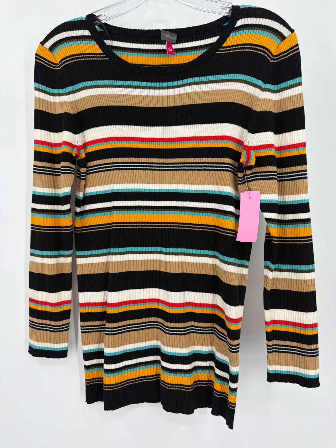 Pre-Owned Vince Camuto Brown Size Large Stripe Sweater | True Fashionistas.