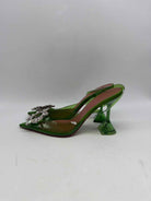 Pre-Owned Amina Muaddi Green Size 37.5 Slingback Heels | True Fashionistas.