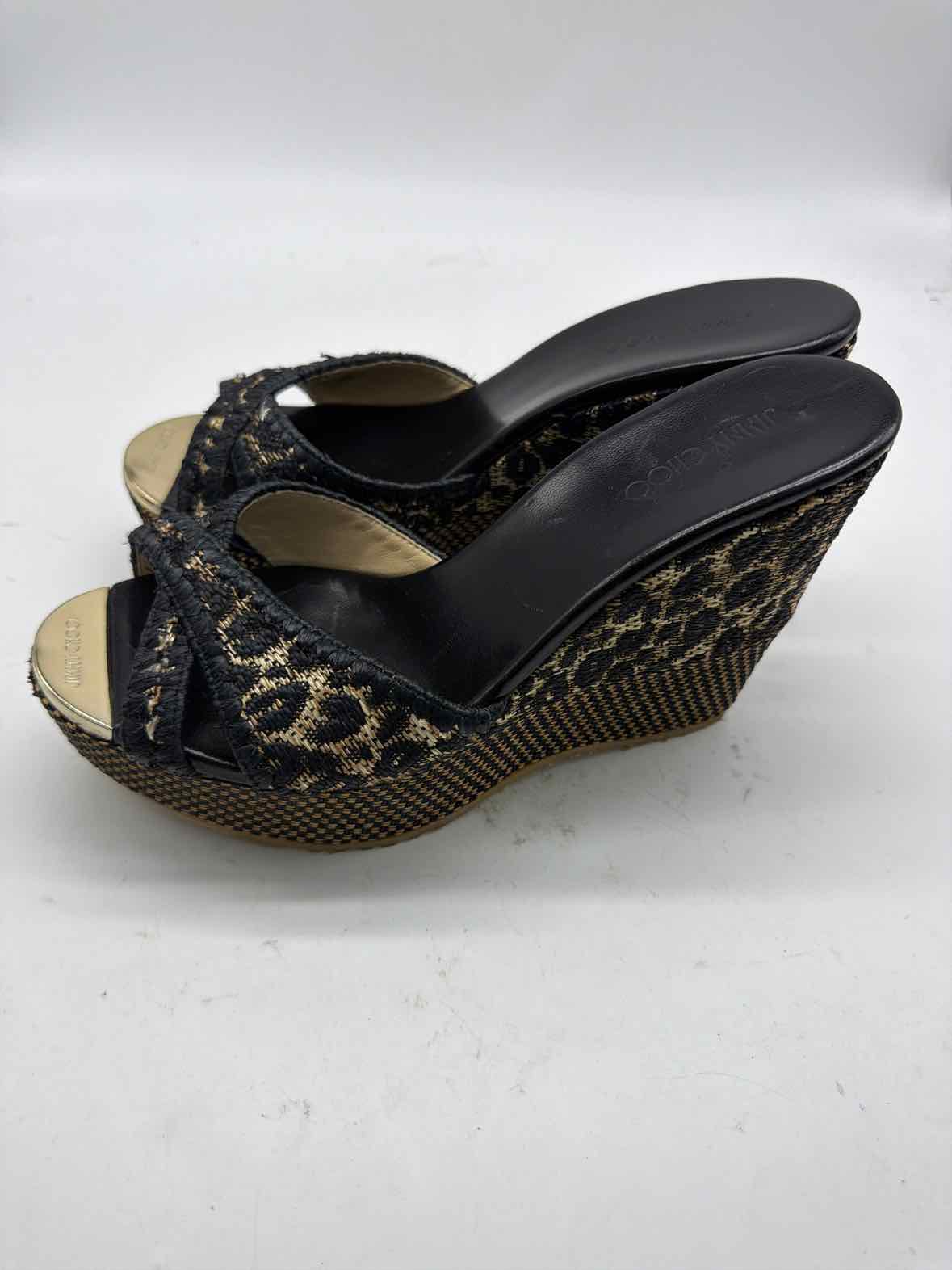 Pre-Owned Jimmy Choo Black Size 38.5 Wedge Heels | True Fashionistas.