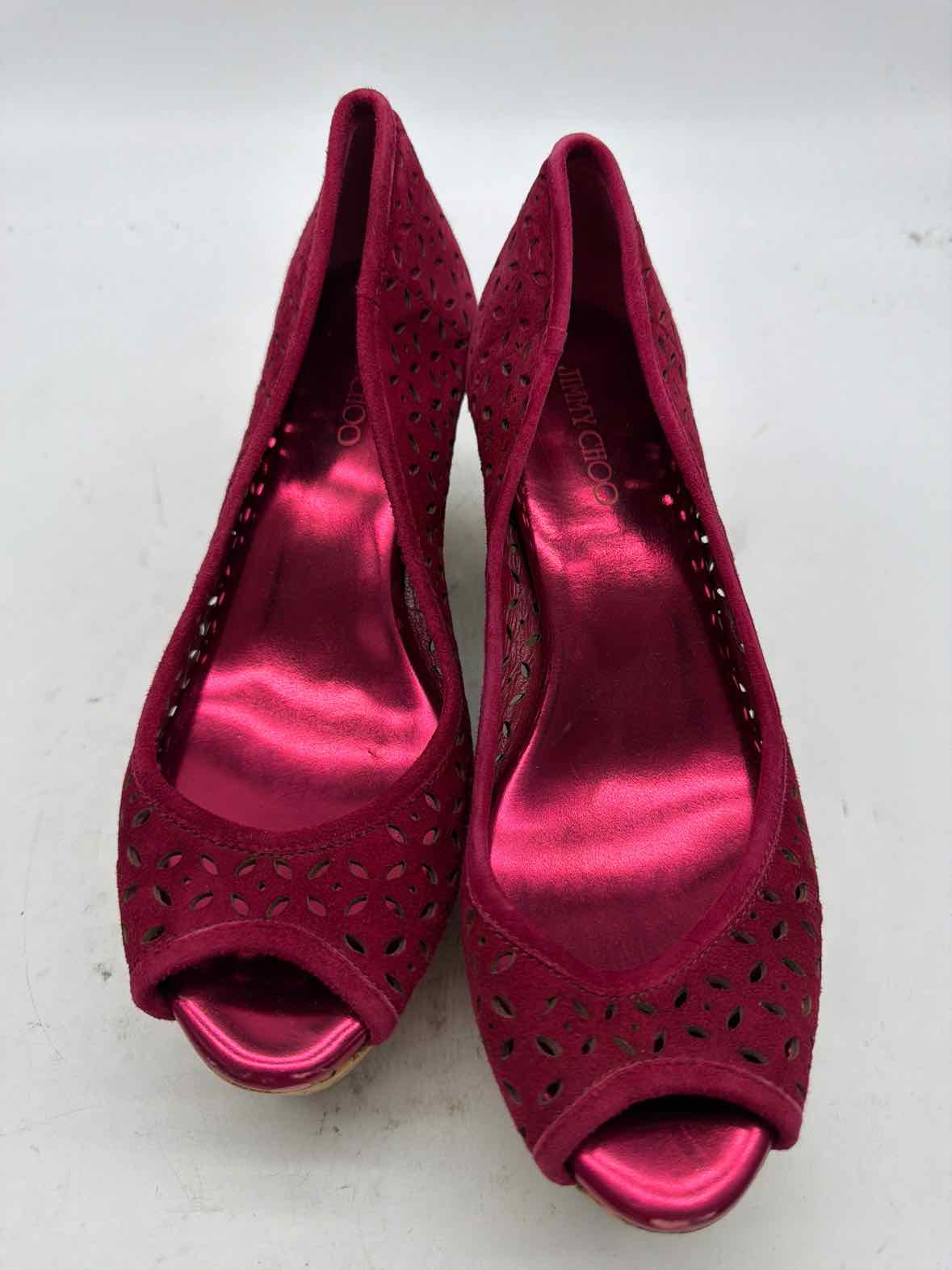 Pre-Owned Jimmy Choo Red Size 7 Wedge Heels | True Fashionistas.