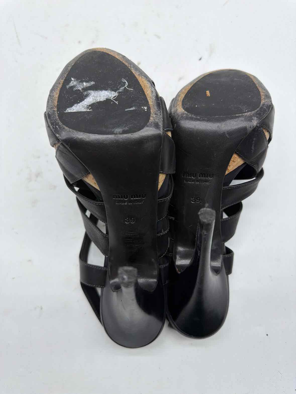 Pre-Owned Miu Miu Black Size 9 Strappy Heels | True Fashionistas.