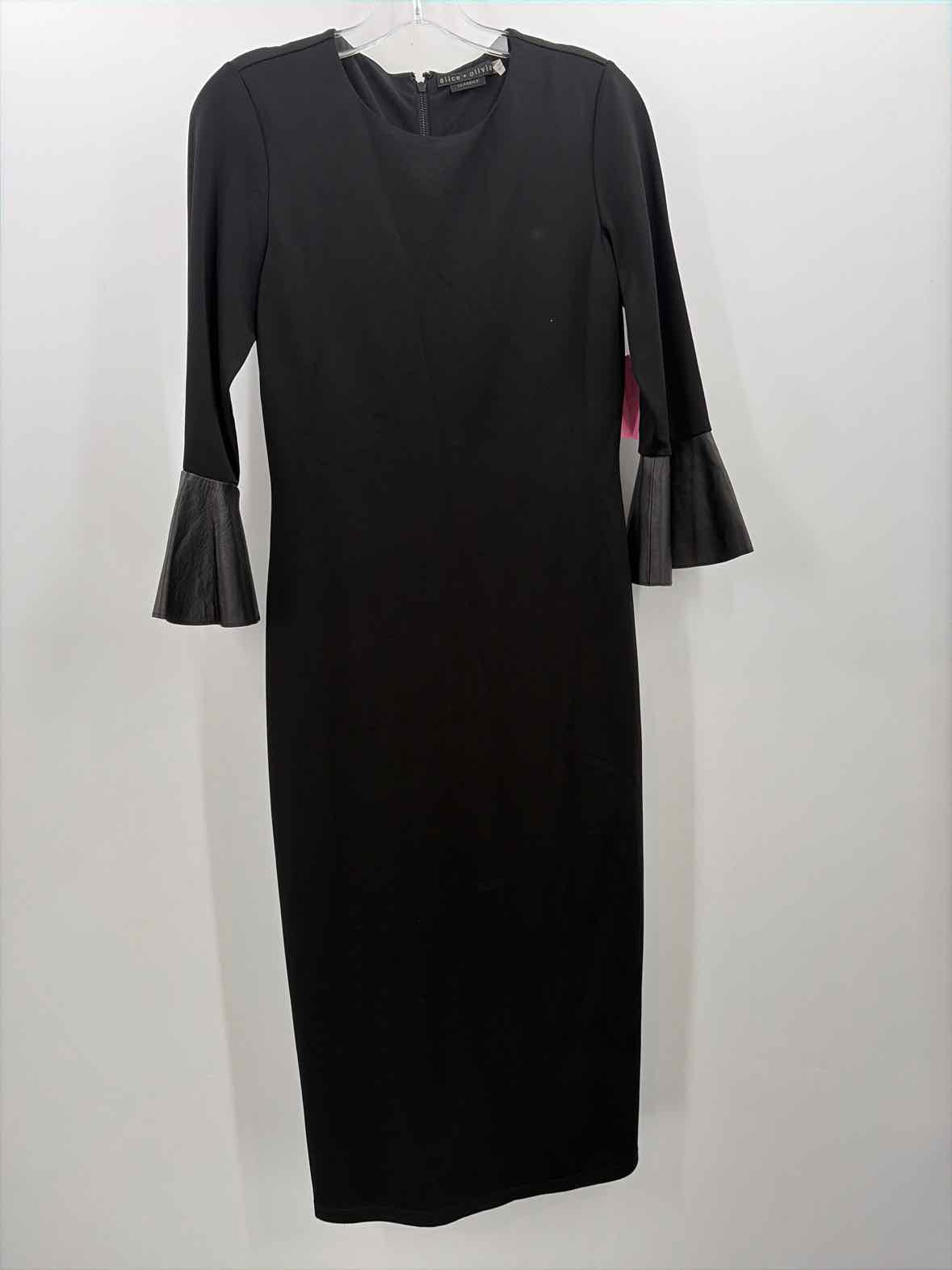 alice and olivia black long sleeve dress DELORA EMBELLISHED MINI DRESS in BLACK/DORADO