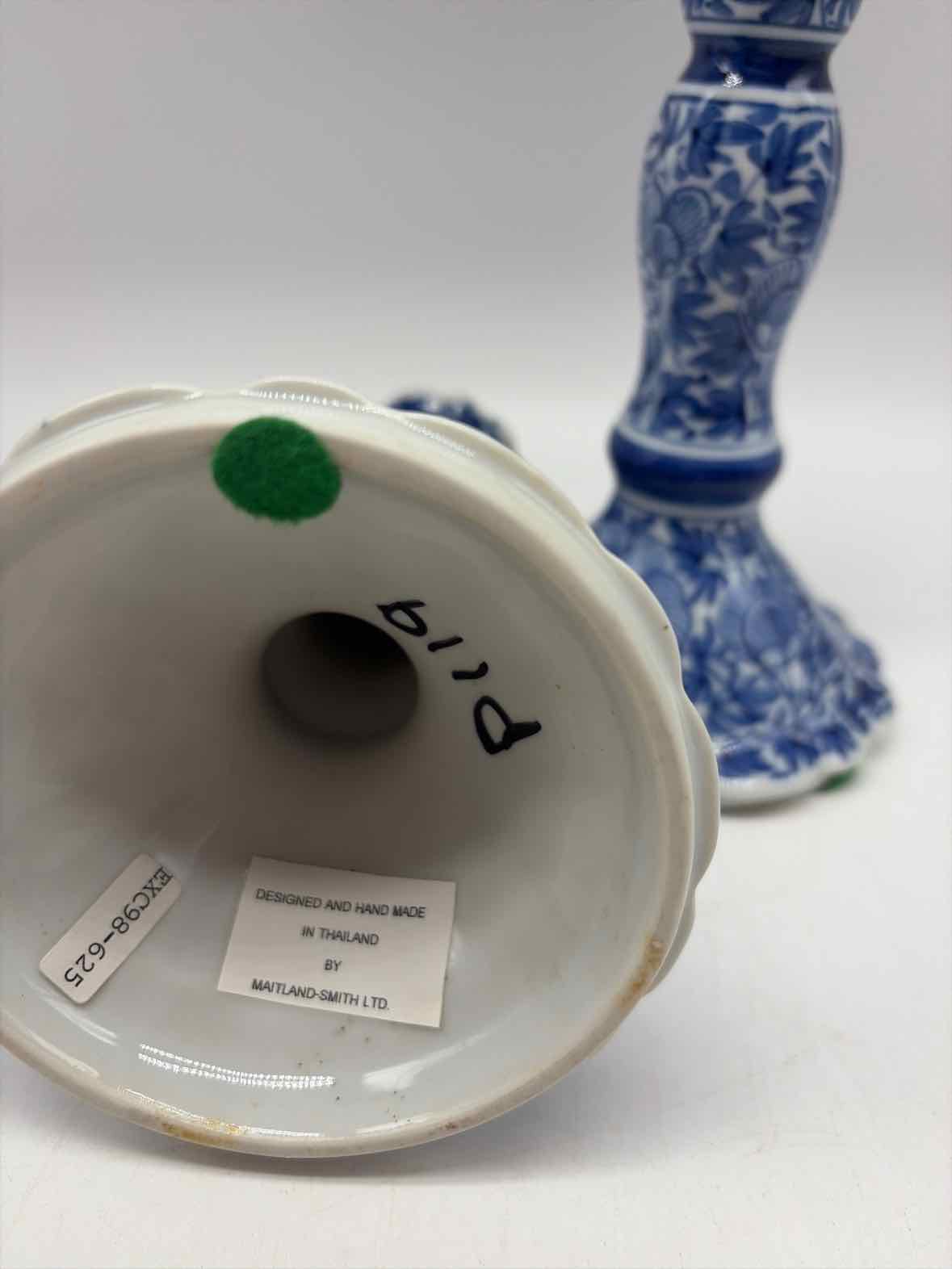 Set Of 2 Maitlind Smith Blue & White Candle Sticks | True Fashionistas.